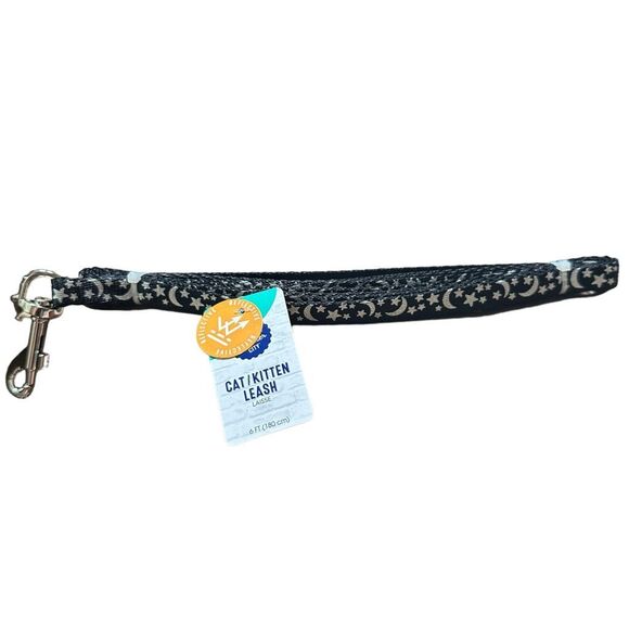 Whisker City Reflective Cat‎ Adult Kitten Leash Moon & Stars Silver 6 FT - Picture 2 of 3